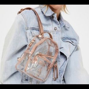 Free People Mini Clear Backpack Gold Glitter See Through Bag